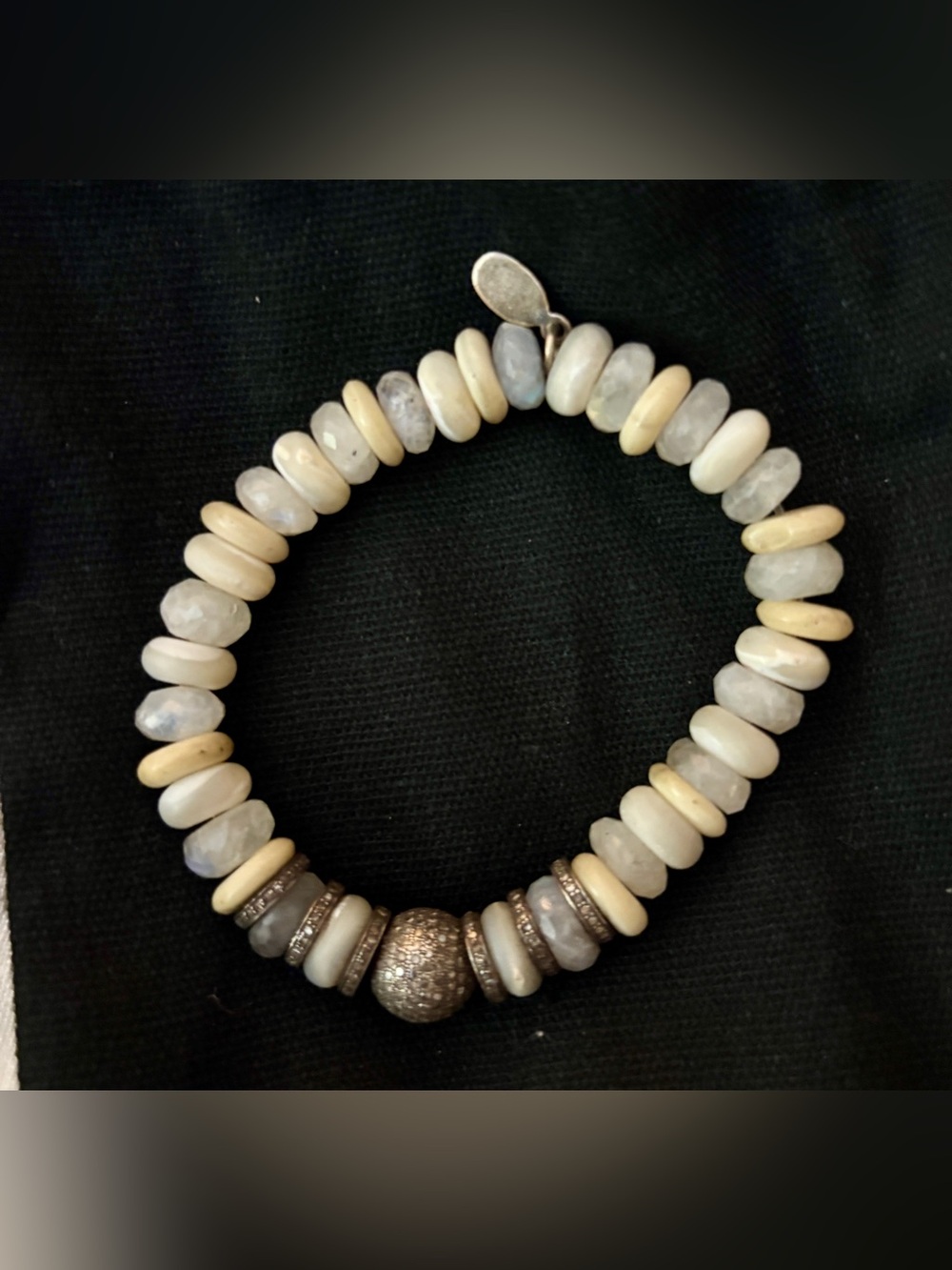 Sheryl Lowe Beaded Stretch Bracelet with Cream Stones